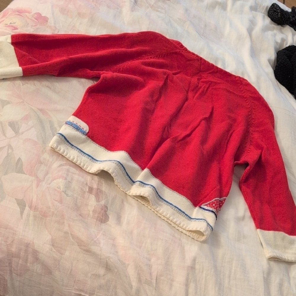 Michael Simon Red Cardigan with Graphic Design - Picture 13 of 13